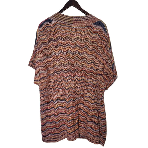 Catherines Rainbow Knit Cardigan Womens Plus 1X Short Sleeve Open Front Spring - Picture 5 of 8